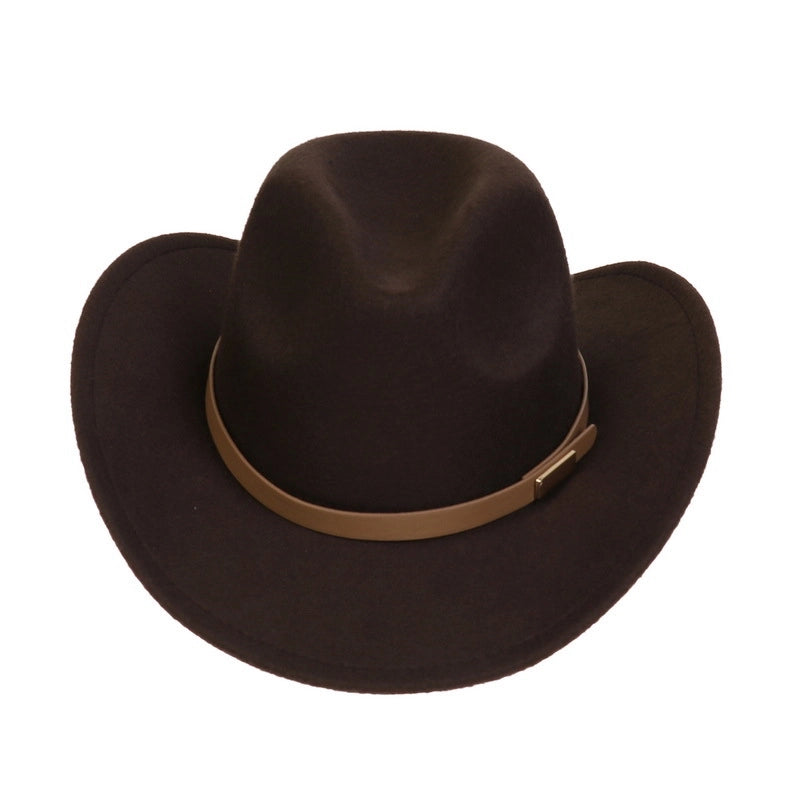Tibetan Western Denim Top Hat Spring And Autumn New Jazz Hat Big Brim Five-pointed Star Belt Accessories Felt Hat For Men And Women