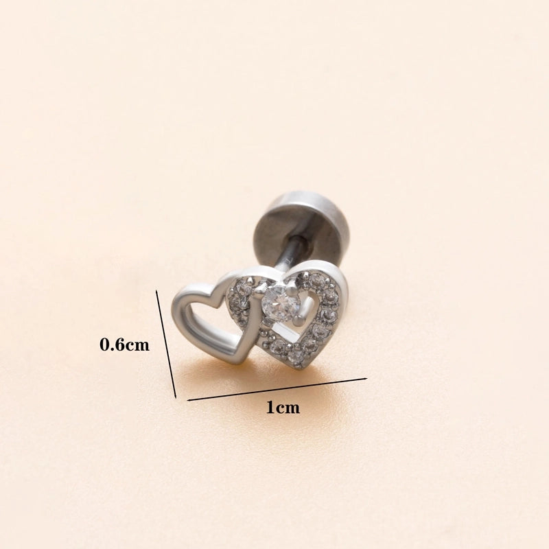 1 Piece Ear Cartilage Rings & Studs Minimalist Classic Style Heart Shape Snake Butterfly Copper Polishing Inlay Zircon 18K Gold Plated Ear Cartilage Rings & Studs