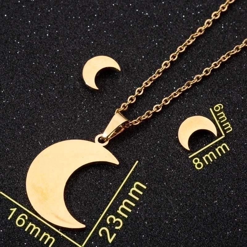 Minimalist Geometric Leaf Heart Shape Stainless Steel Plating Earrings Necklace 1 Set