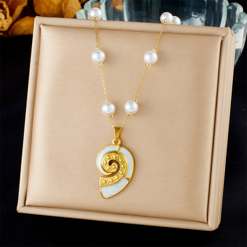 Fashion Ocean Series Accessories Pendant Gold-Plated Stainless Steel Starfish Shell Multi-Element Oil Drop Butterfly Necklace