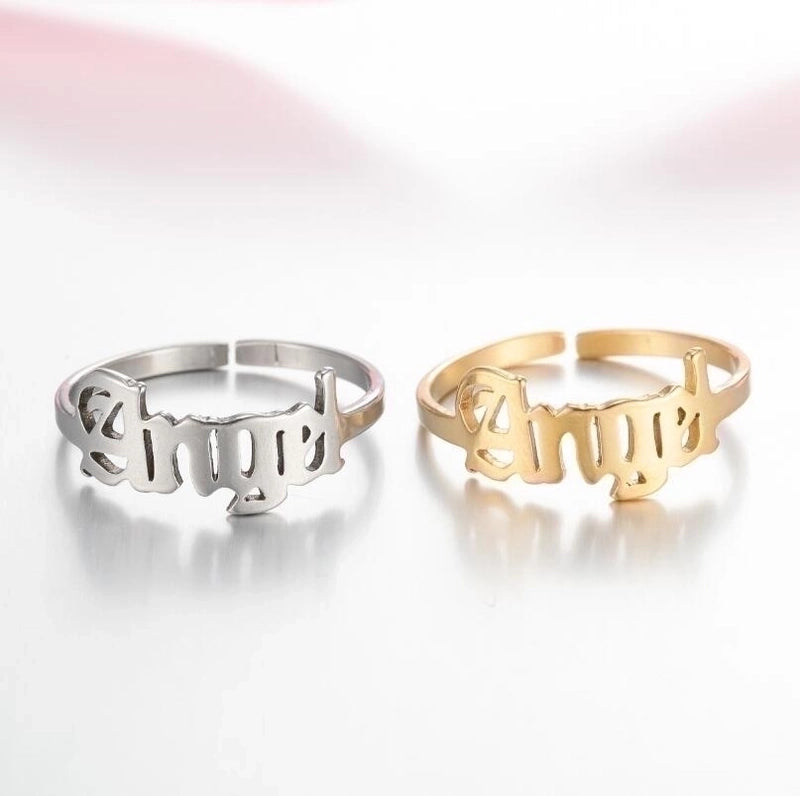 Fashion Letter 201 Stainless Steel 18K Gold Plated Hollow Out Rings