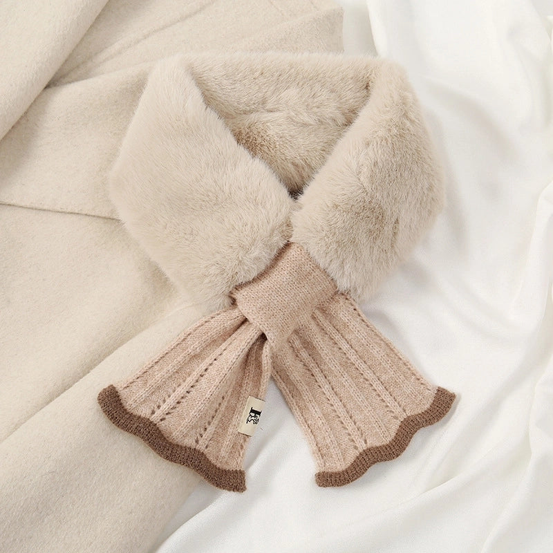 Women's Minimalist Classic Style Solid Color Faux Rabbit Fur Scarf