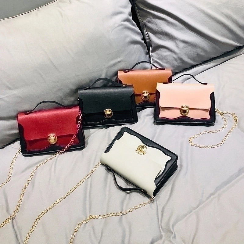 Christmas Women'S Small Pu Leather Color Block Fashion Lock Clasp Handbag