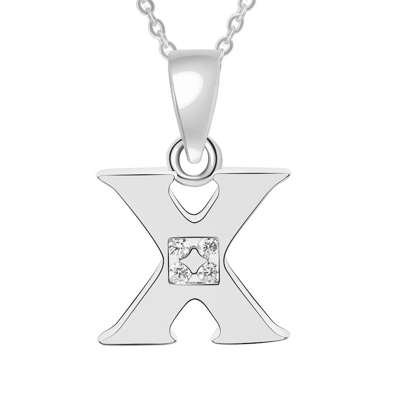 Minimalist Letter Copper Plating Inlay Zircon Pendant Necklace