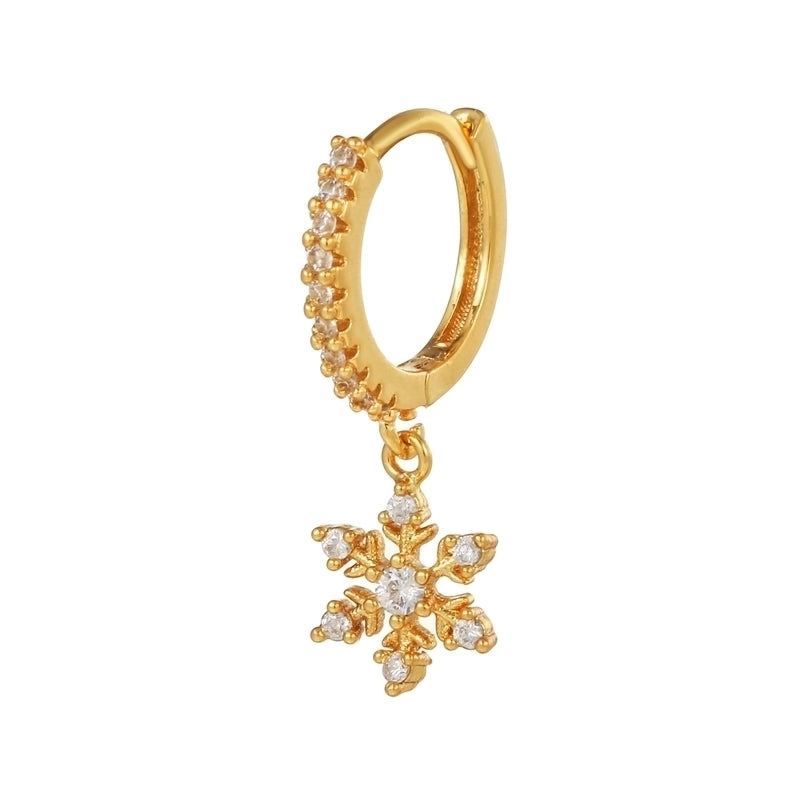 1 Piece Fashion Animal Star Moon Inlaid Zircon Copper Zircon 18K Gold Plated Earrings