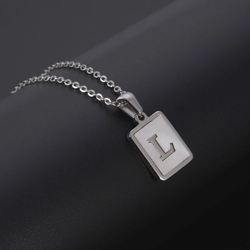 Minimalist Letter Rectangle 304 Stainless Steel Titanium Steel Shell 18K Gold Plated Plating Pendant Necklace