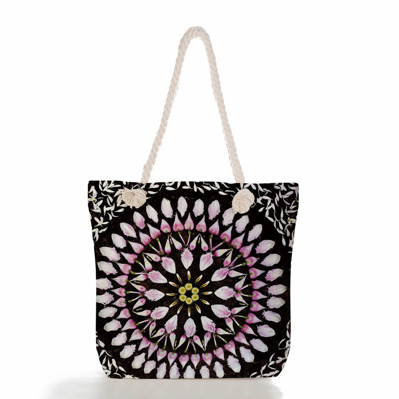 Women's Basic Flower Canvas Shopping Bags