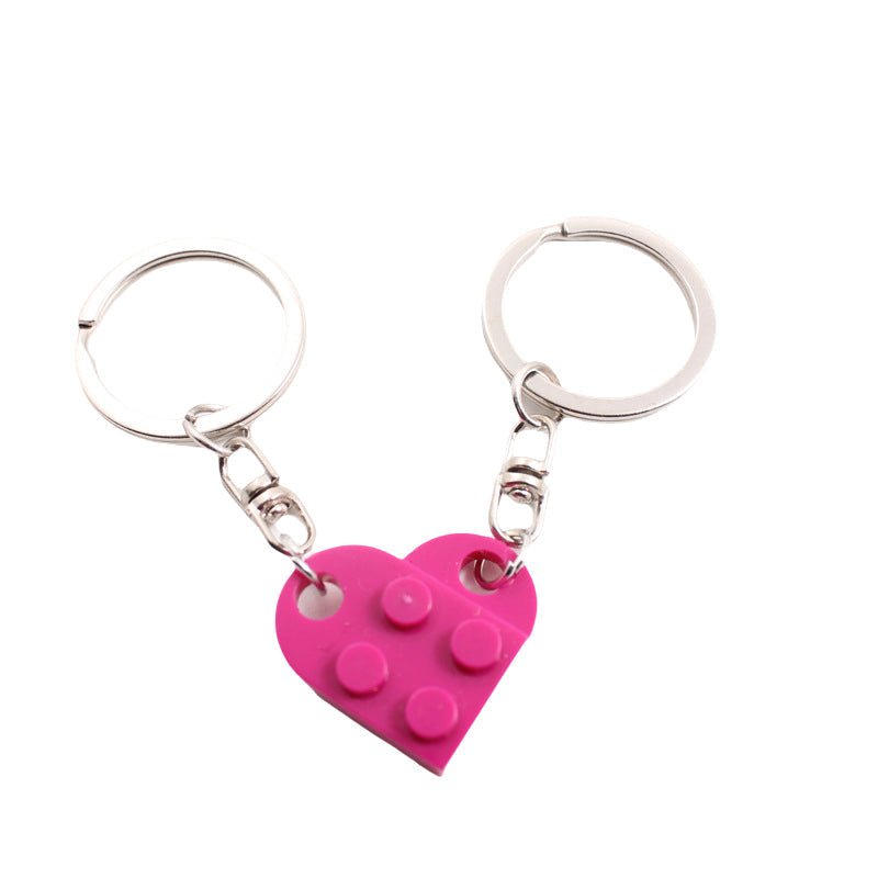 Cute Heart Shape Matching Brick Keychain For Couples