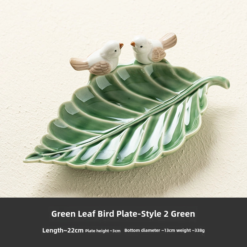 Bird Dim & Sum Plate Ceramic Jewelry Storage Plate Creative Cute Storage Rack Soap Dish Light Luxury High-end Plate