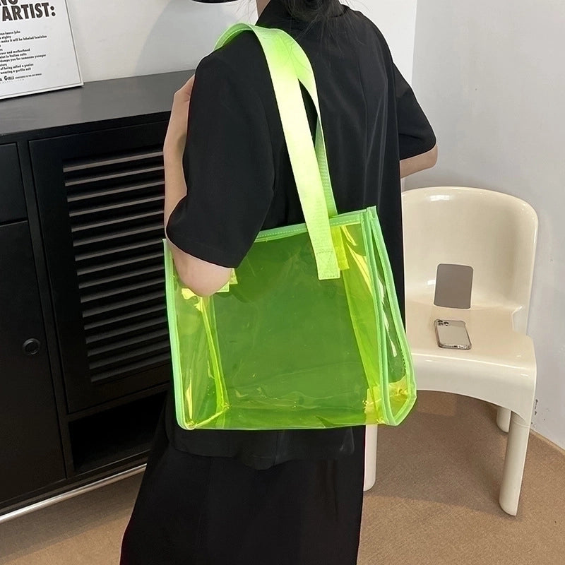 Women's Medium Pvc Solid Color Classic Style Square Open Jelly Bag