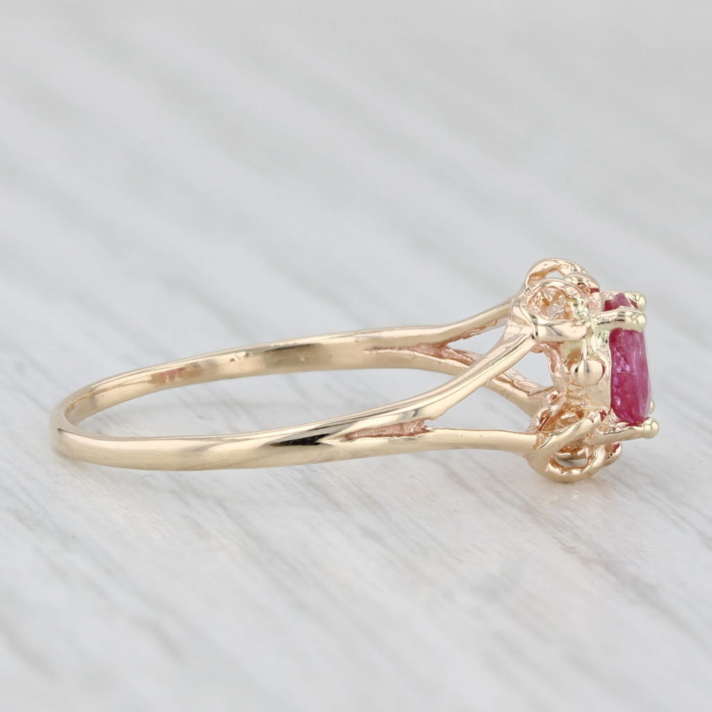 0.50ct Ruby Ring 10k Yellow Gold Round Solitaire Size 7