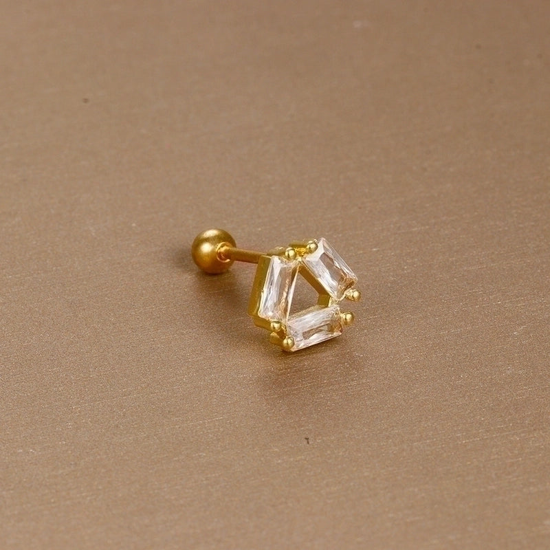 1 Piece Sweet Minimalist Flower Plating Inlay Titanium Steel Zircon Ear Studs