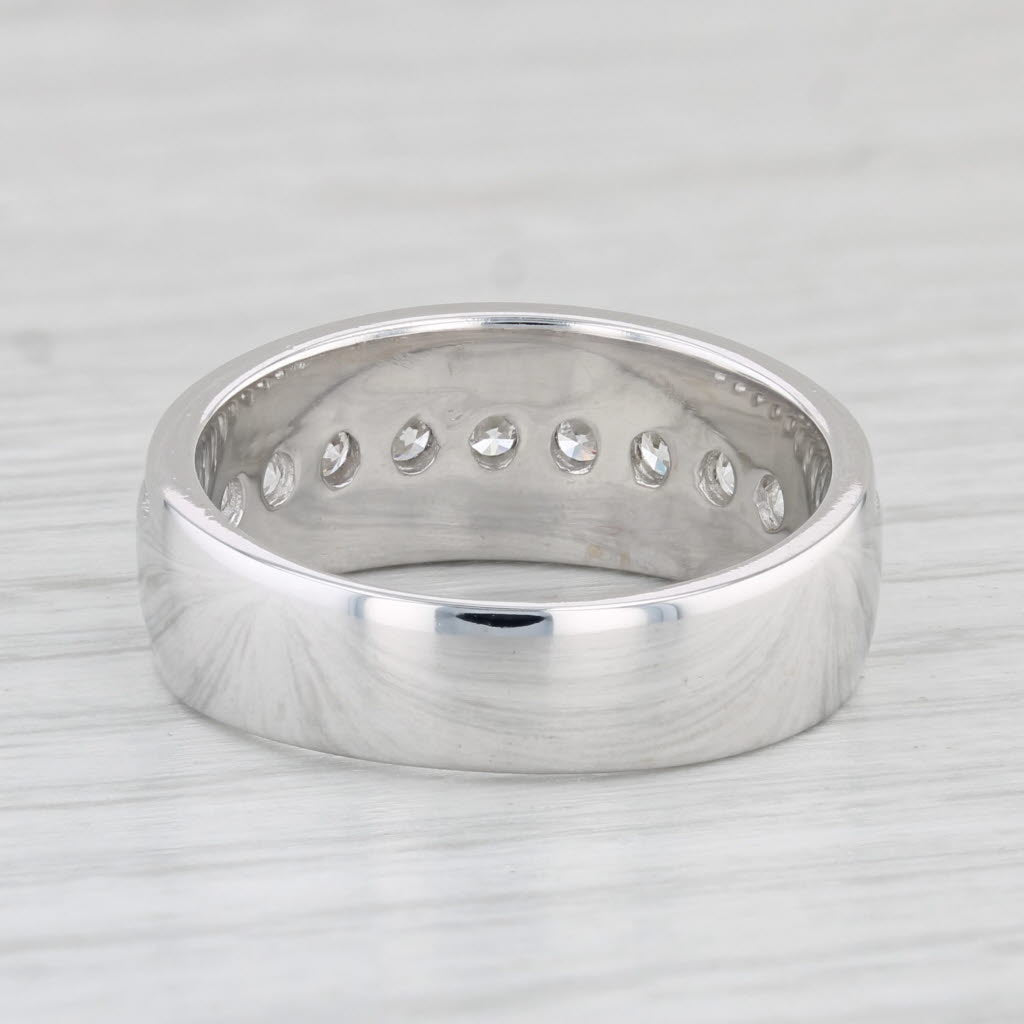 0.73ctw Men's Diamond Wedding Band 14k White Gold Size 8.5