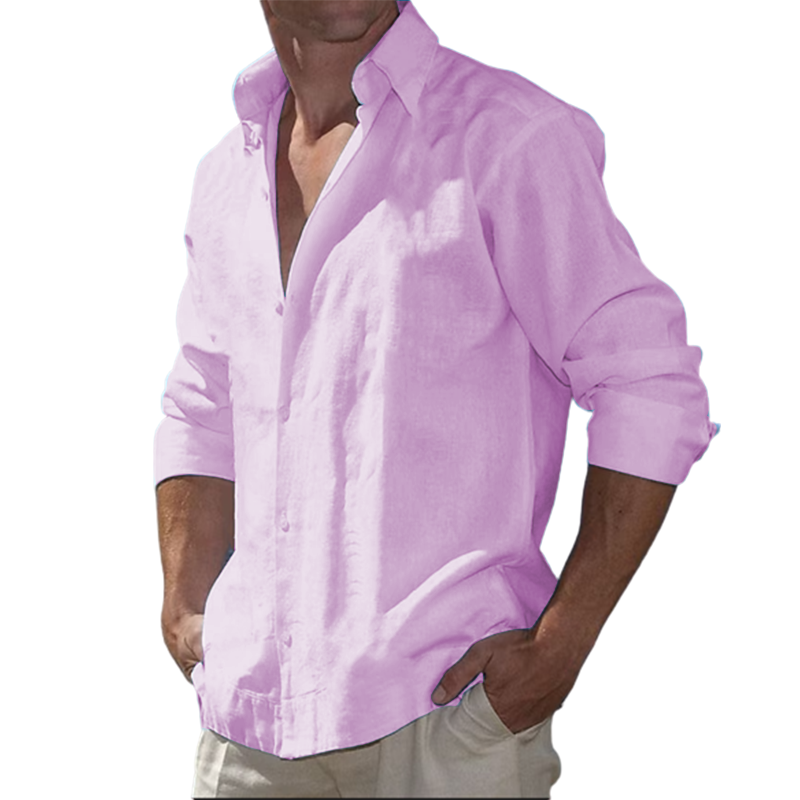 9-Pack  2023 Men's  Cotton Linen Casual Long Sleeve Shirt