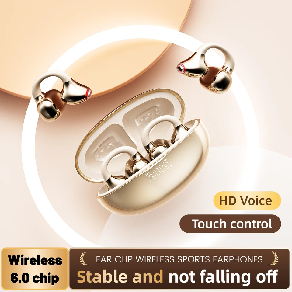 New39 Wireless Bluetooth Earphones 6.0,Ear Clip Headphones,Sports Noise Reduction Headset Voice Call Earbuds,Adults Surprise Gift