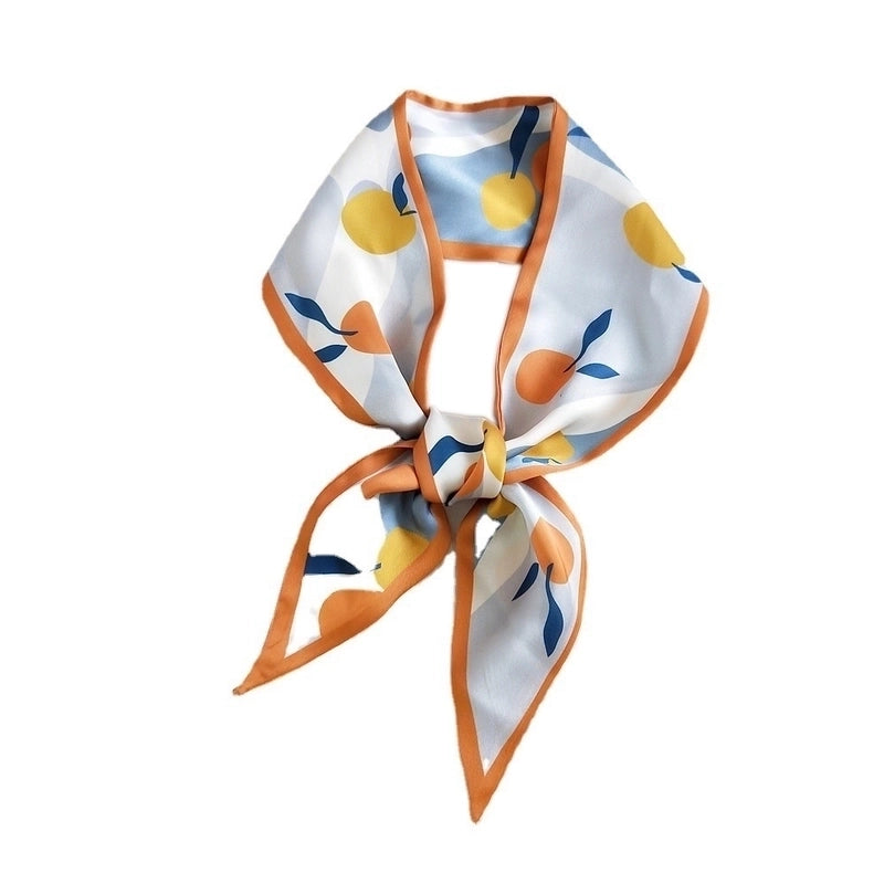Fruit Printing Ribbon Silk Scarf