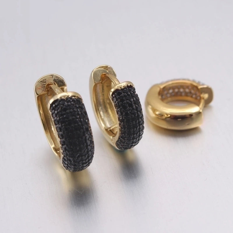 Minimalist Circle Copper Zircon 18K Gold Plated Earrings
