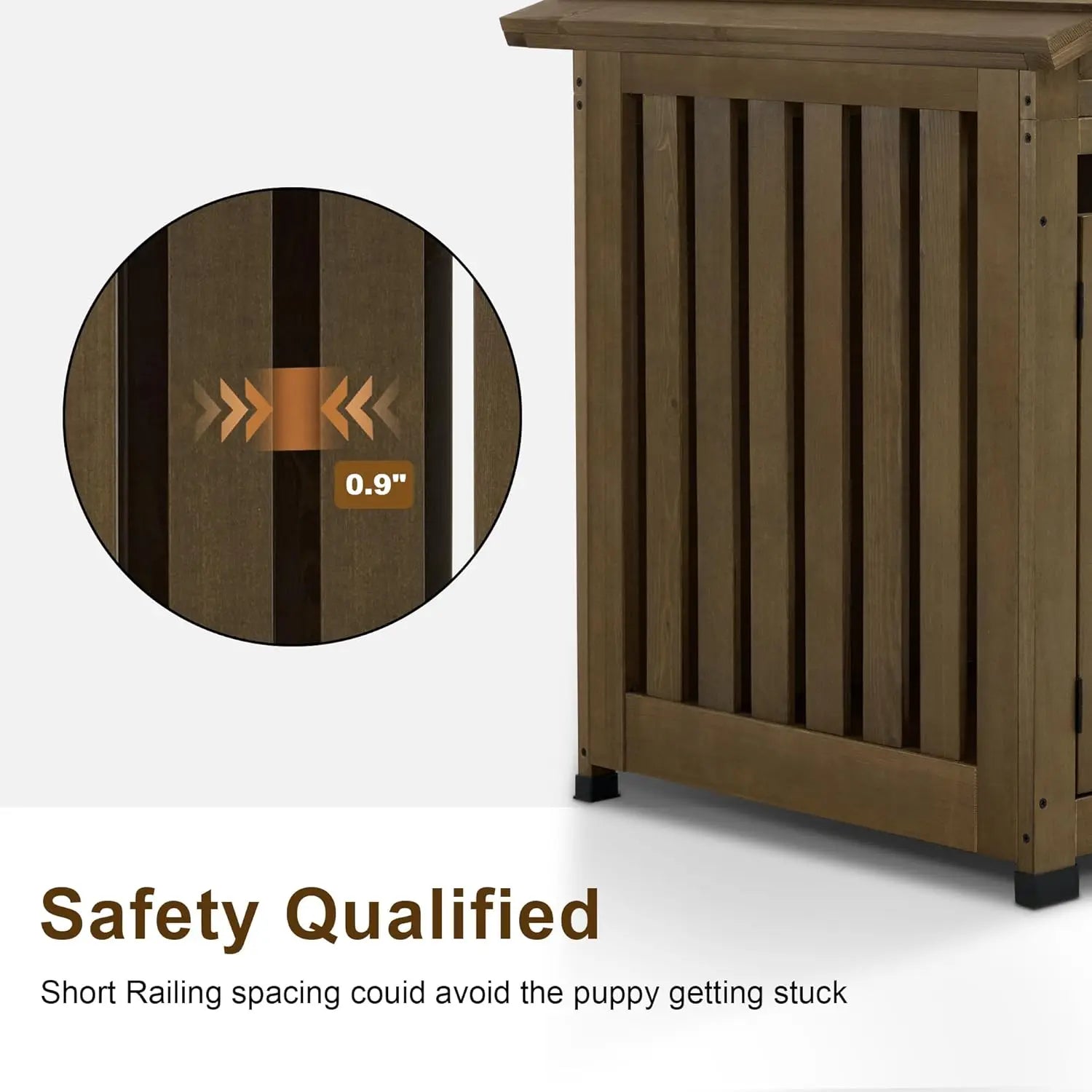 Wooden Dog House Furniture. Solid Wood Pet Kennel Indoor for Small/Medium Dogs. JD54 (Brwon. Medium)