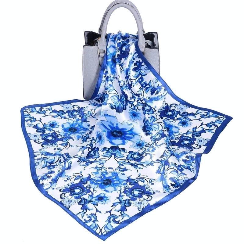 Women's Elegant Classical Lady Printing Satin Silk Scarf