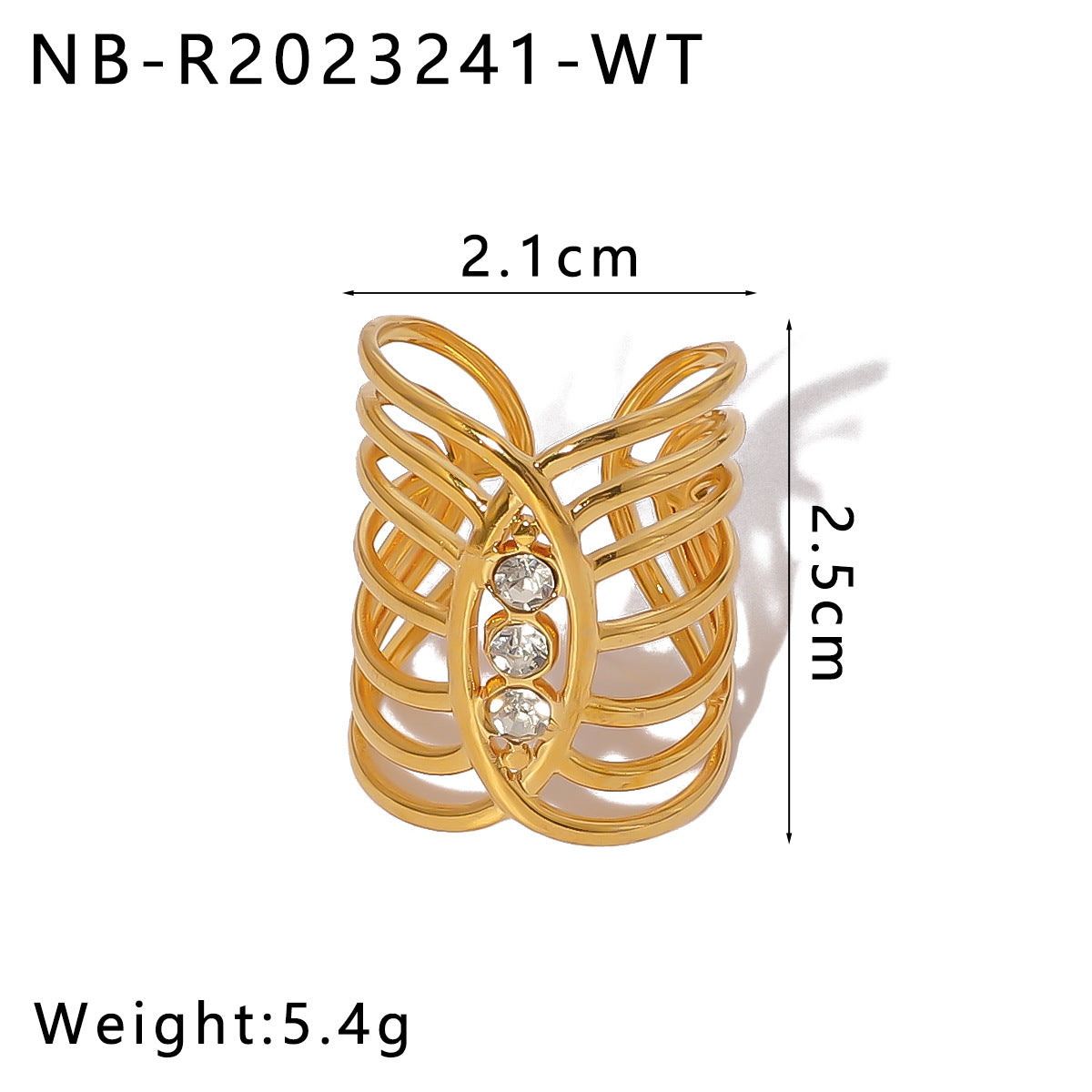 Open Ring IG Style Natural Stone Geometric Stainless Steel Electroplating Rings