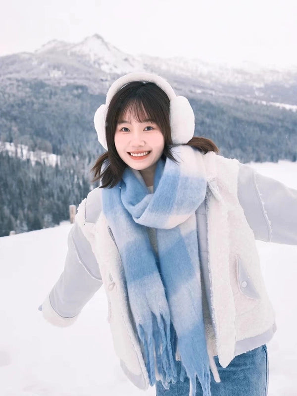 Cashmere Scarf Female New Student Tassel Shawl Autumn And Winter Scarf Double-sided Color Matching Scarf Outer Wear
