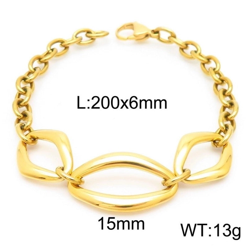 Rock Geometric Titanium Steel 18K Gold Plated Bracelets In Bulk