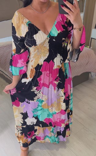 🔥LAST DAY PROMOTION- SALE 49% OFF💃V-neck Floral Vacation Loose Dress