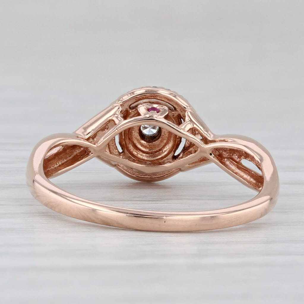 0.17ctw Diamond Halo Engagement Ring 10k Rose Gold Size 8.5