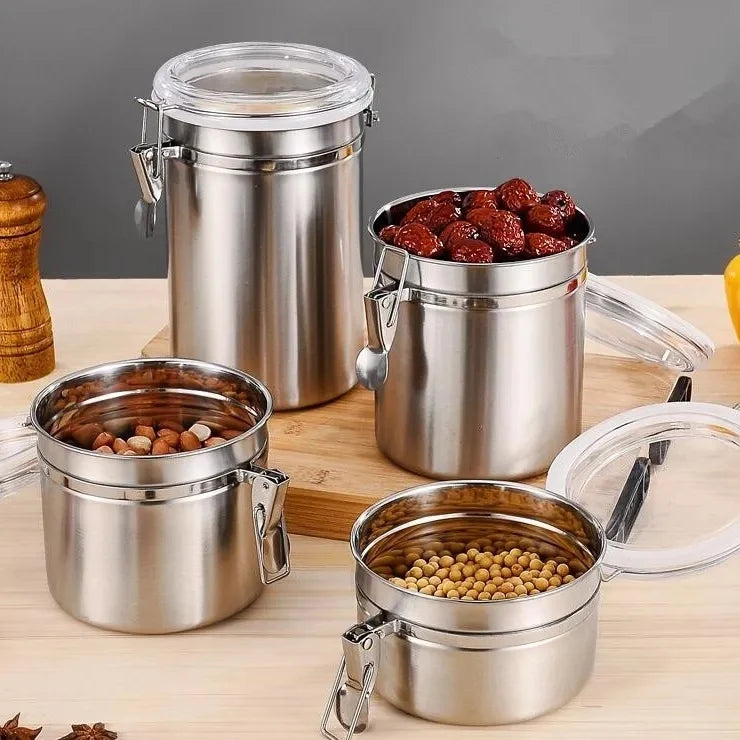 4X PIECES STAINLESS STEEL JAR SET