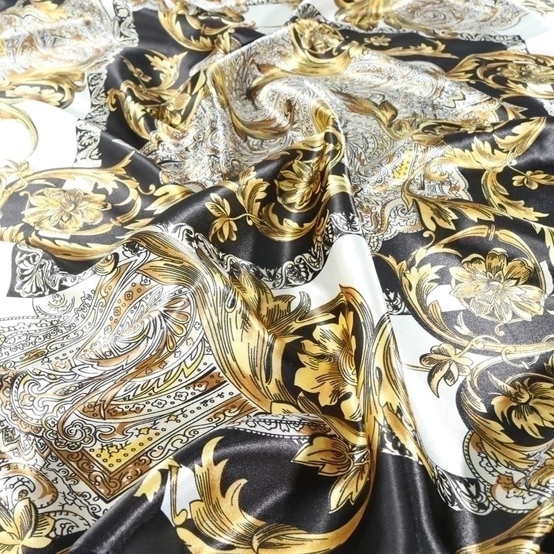 Women's Retro Printing Polyester Satin Printing Dyeing Braid Silk Scarf