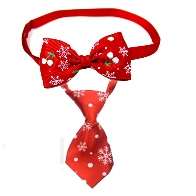 Casual Ribbon Christmas Color Block Bowknot Pet Accessories 1 Piece