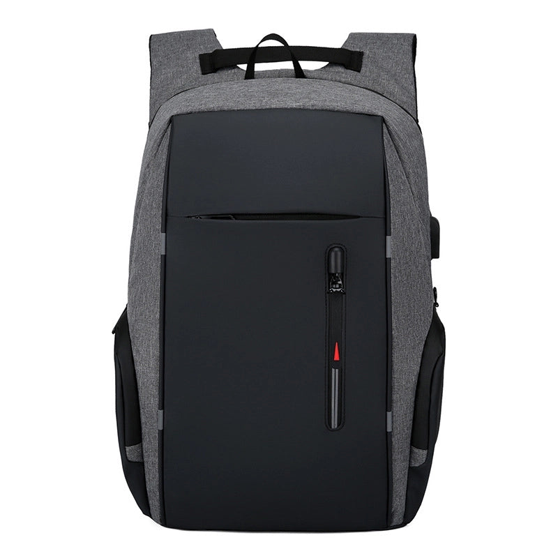 Business Solid Color Square Zipper Functional Backpack