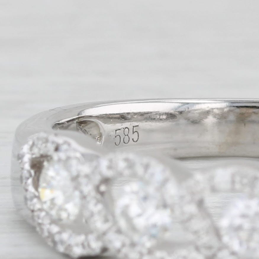0.66ctw 5-Stone Diamond Ring 14k White Gold Size 8.25 Wedding Anniversary Band