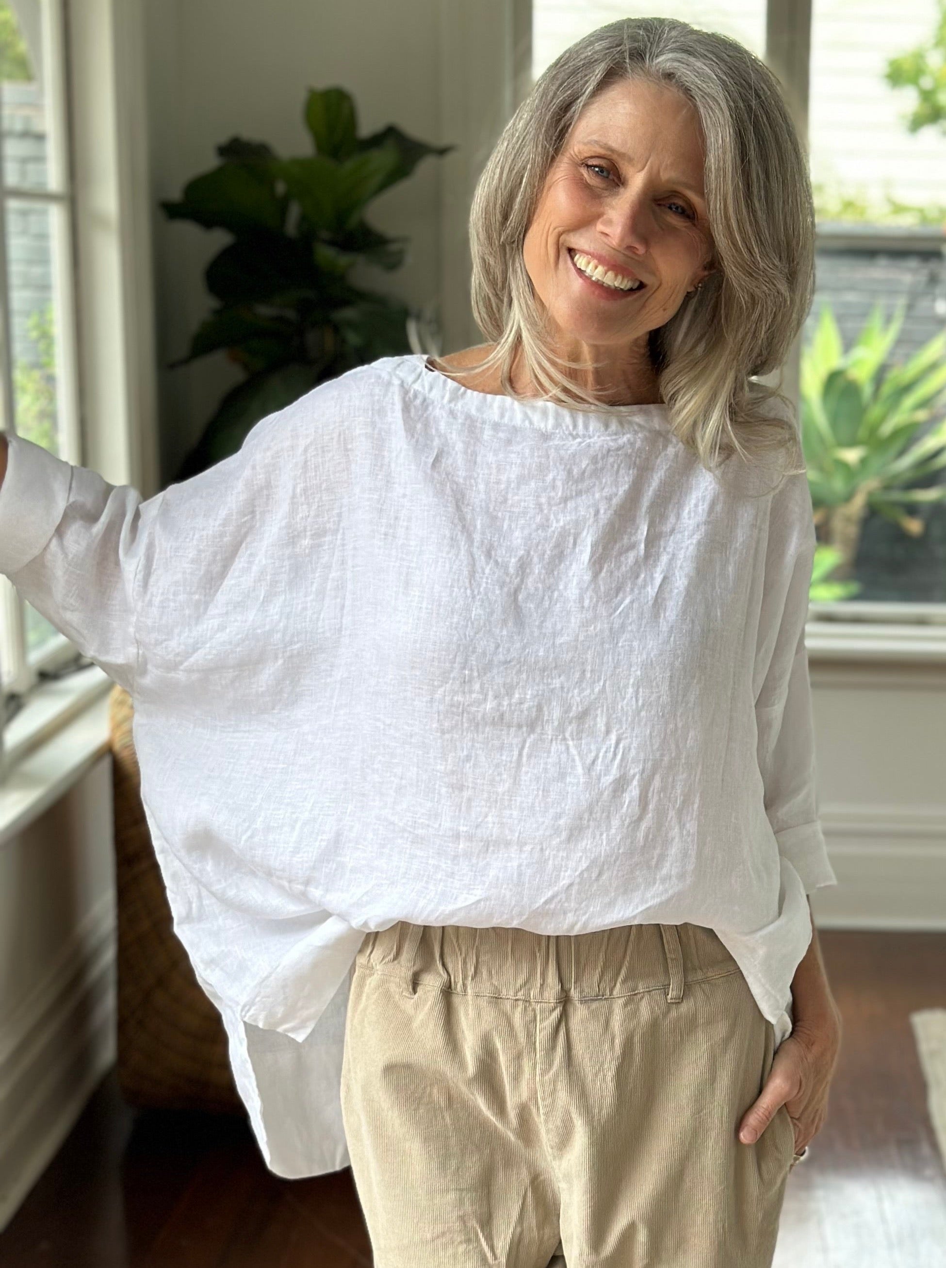 avril top - white linen