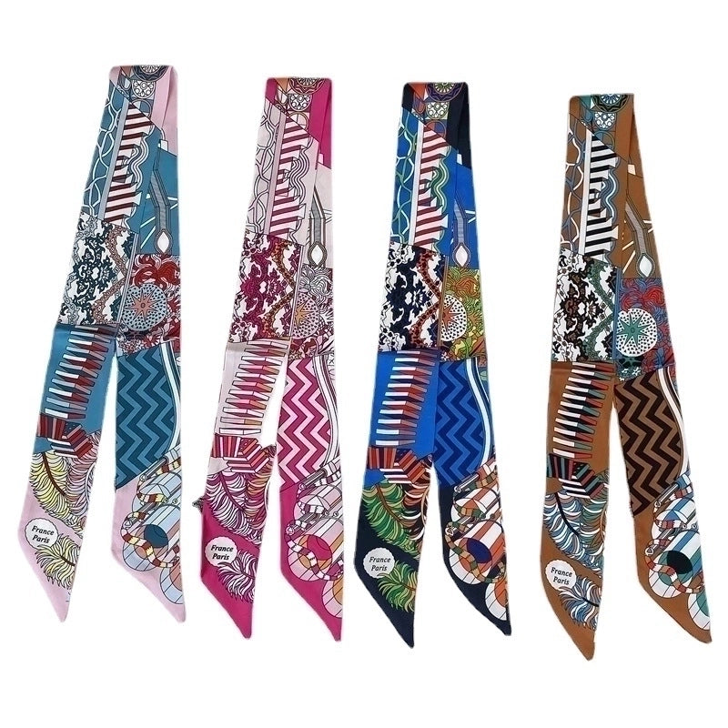 Women's Ethnic Style Letter Plant Imitated Silk Printing Silk Scarf