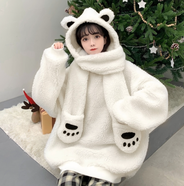 Bear Ear Sweater + Scarf Two-piece Set  KF82340