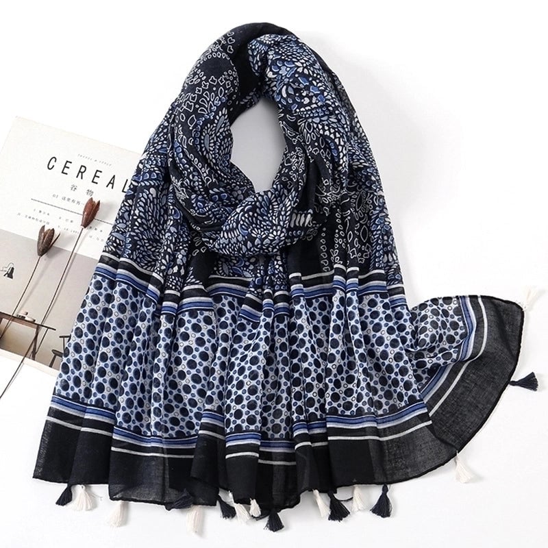Women'S Bohemian Geometric Cotton And Linen Scarf