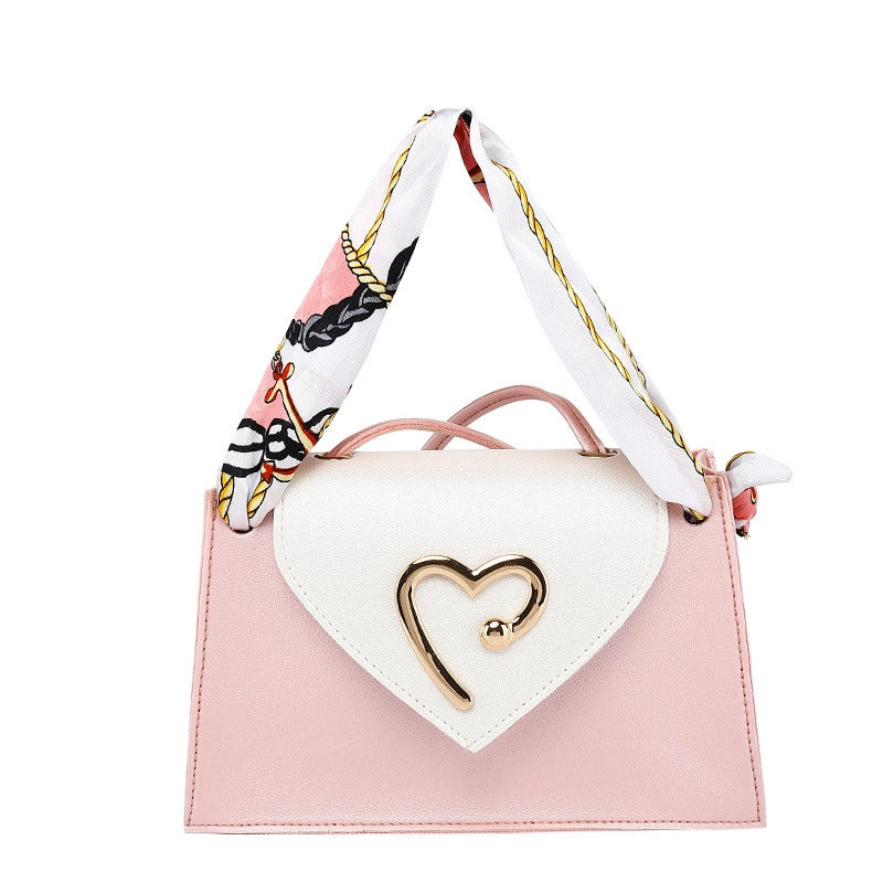 Women's Medium Pu Leather Color Block Streetwear Square Flip Cover Crossbody Bag