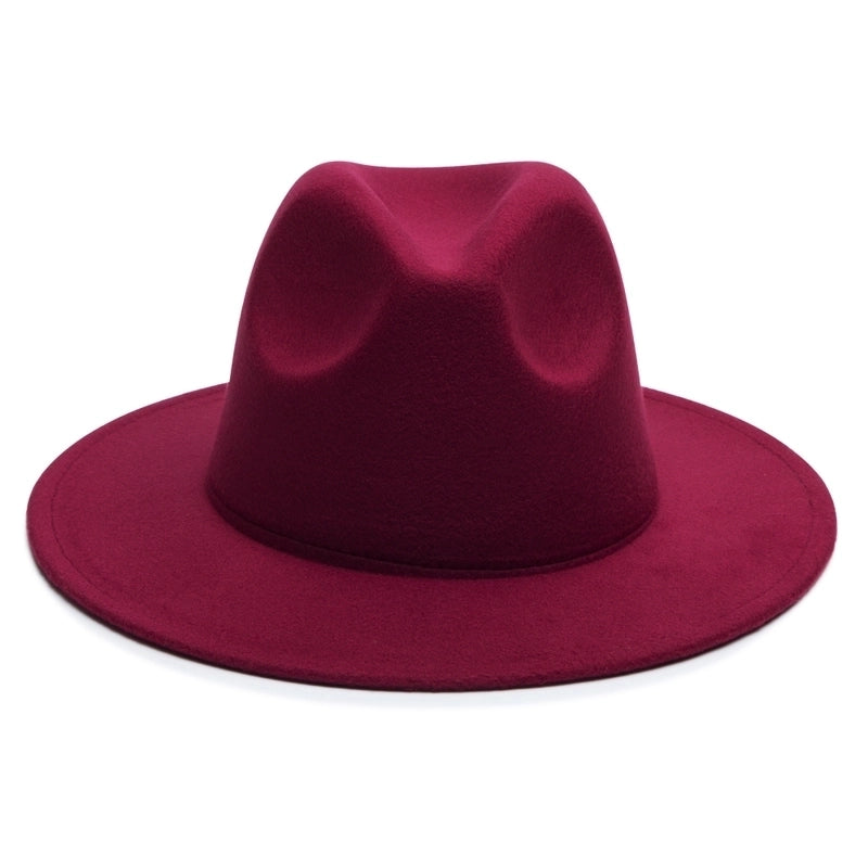 Unisex Vintage Style Minimalist British Style Solid Color Big Eaves Flat Eaves Fedora Hat
