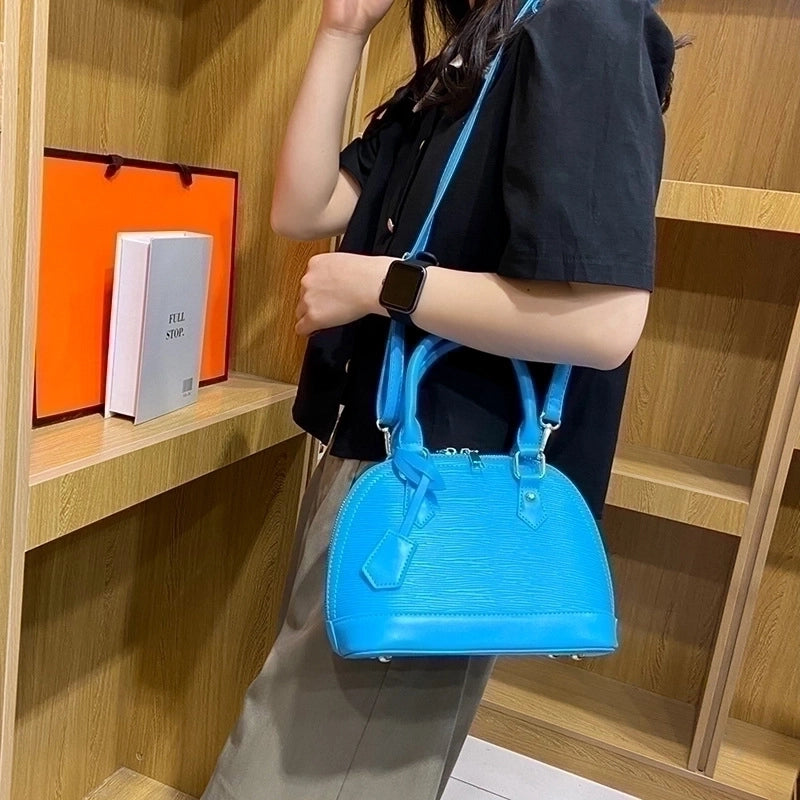 Women's Pu Leather Solid Color Elegant Classic Style Shell Zipper Shoulder Bag Crossbody Bag Dome Bag