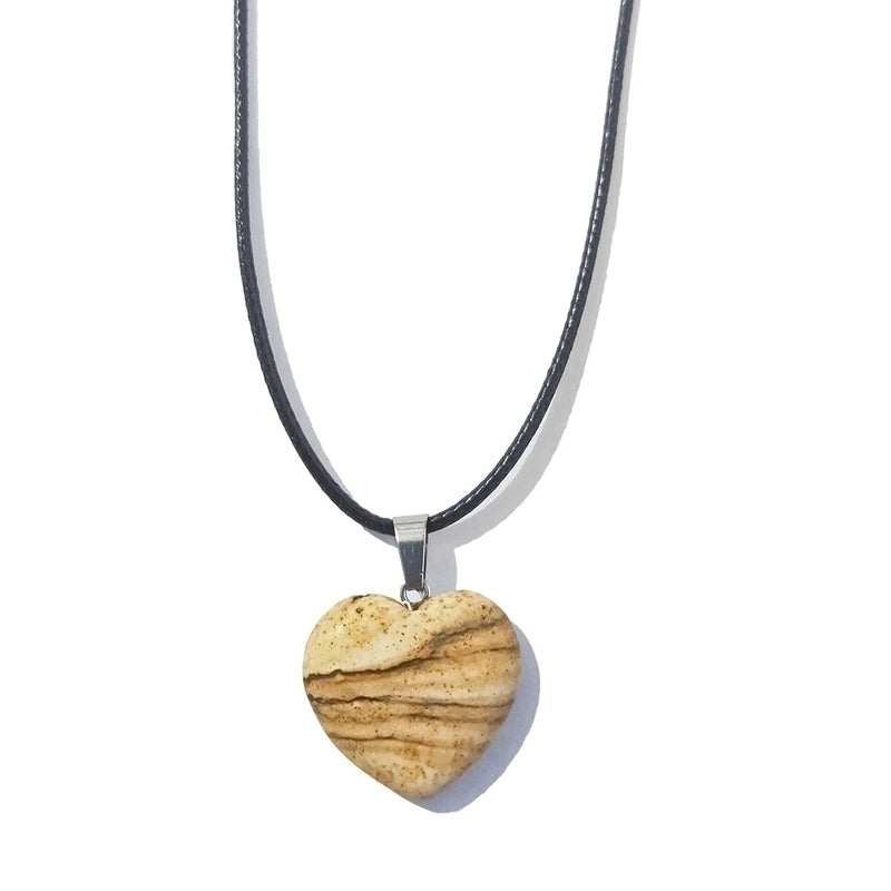Minimalist Heart Shape Natural Stone Polishing Pendant Necklace 1 Piece