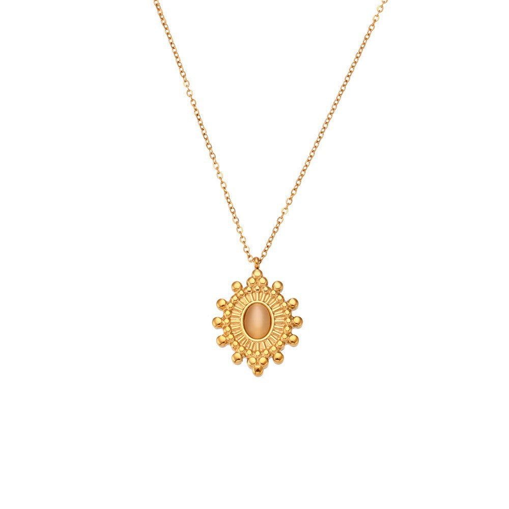 Fashion Ellipse Quadrilateral Round Geometric Stainless Steel 18K Gold Plated Necklaces