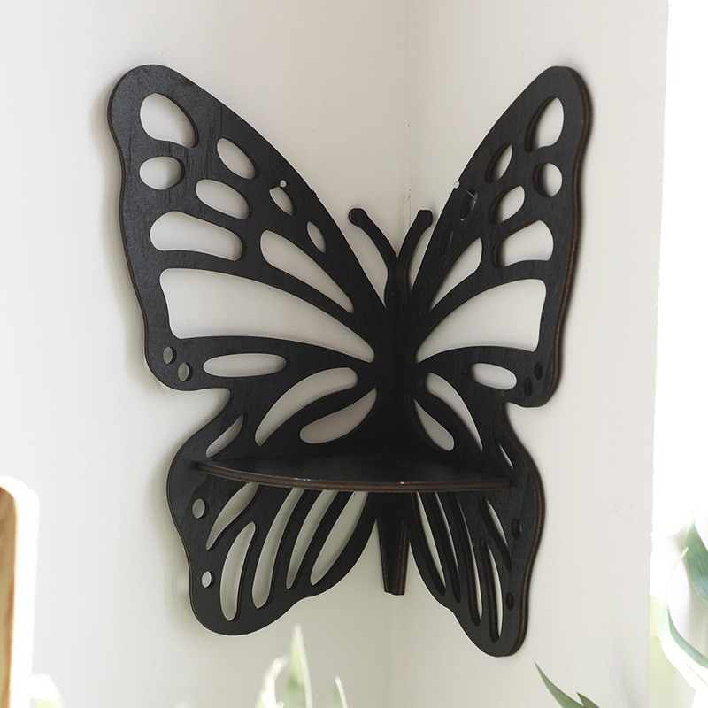 Wooden butterfly Corner Shelf Creative Shelf Wall Decorations Candle Holders for Home Decor