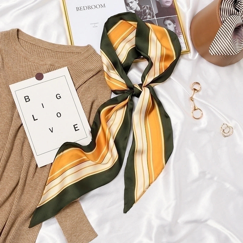 Women's Sweet Printing Geometric Satin Silk Scarf