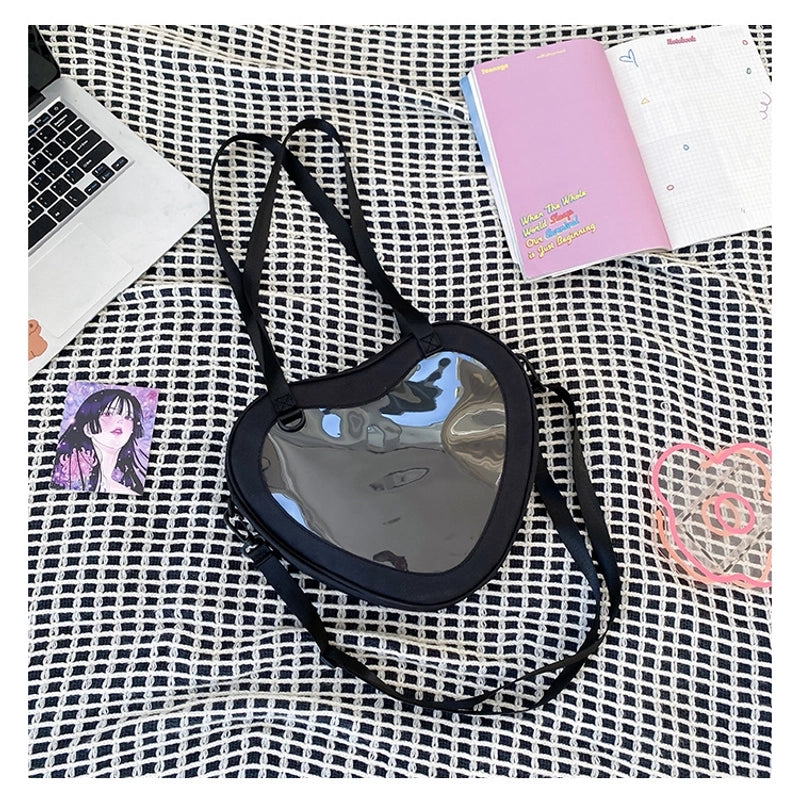 Women's Medium Oxford Cloth Color Block Classic Style Heart-shaped Zipper Shoulder Bag