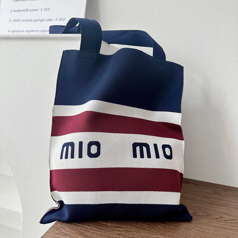 Niche Design Cute Panda Knitted Shoulder Bag Women's Versatile Large Capacity Shopping Commuter Tote Bag Women's Bag
