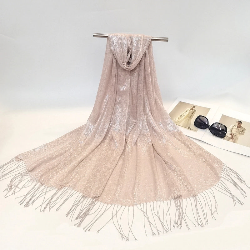 Exclusive For New Women's Shawl Autumn And Summer Women Tassel Silver Silk Ball Dinner Party Scarf