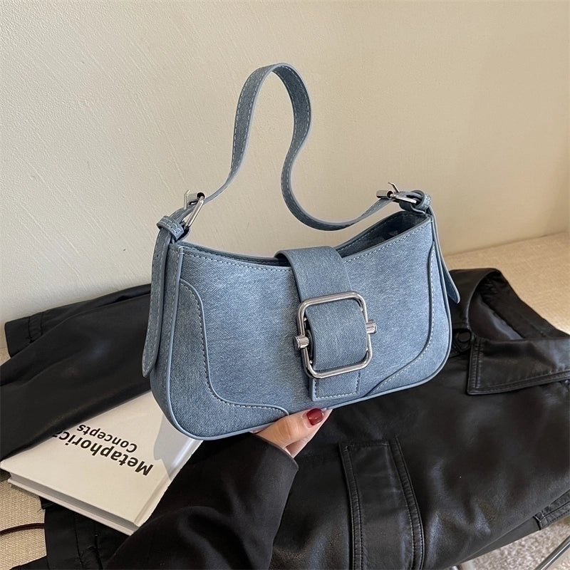 Women's Pu Leather Color Block Classic Style Zipper Buckle Shoulder Bag