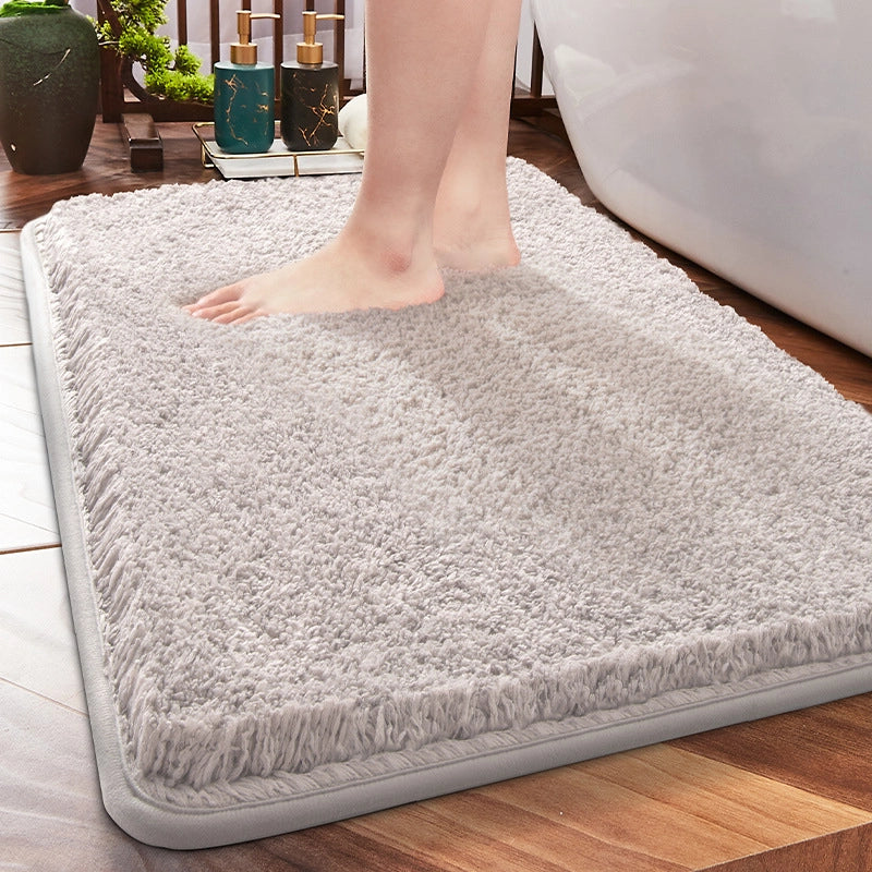 Household Bathroom Door Mat Solid Color Simple Bathroom Absorbent Non-Slip Mat Spot Thickened Fiber Floor Mat