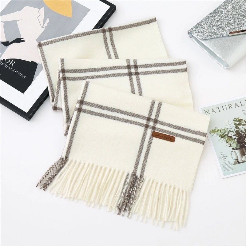 Double-line Plaid Scarf